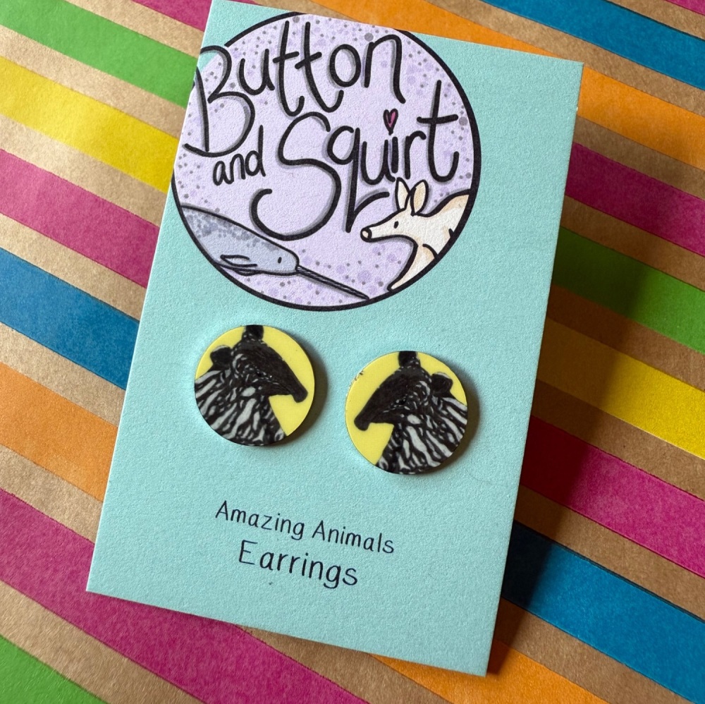 Baby Malayan Tapir Stud Earrings