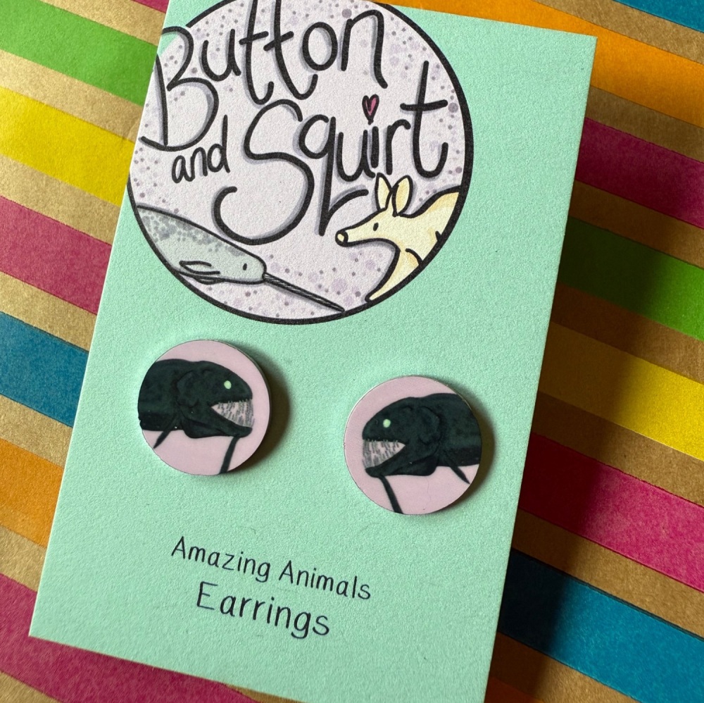 Black Dragonfish Stud Earrings