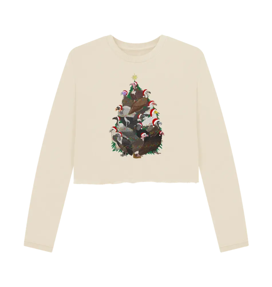 A Very Vulture Christmas - Ladies Cropped Sweatshirt - Cream Size 18