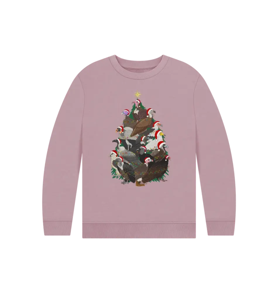 A Very Vulture Christmas - Kids Sweatshirt - Mauve 5-6 years