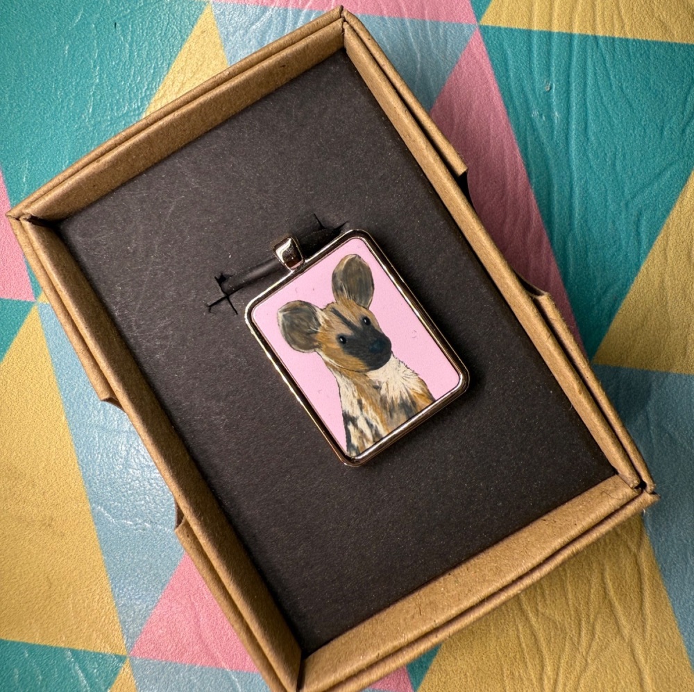 Painted Dog Necklace - Pink