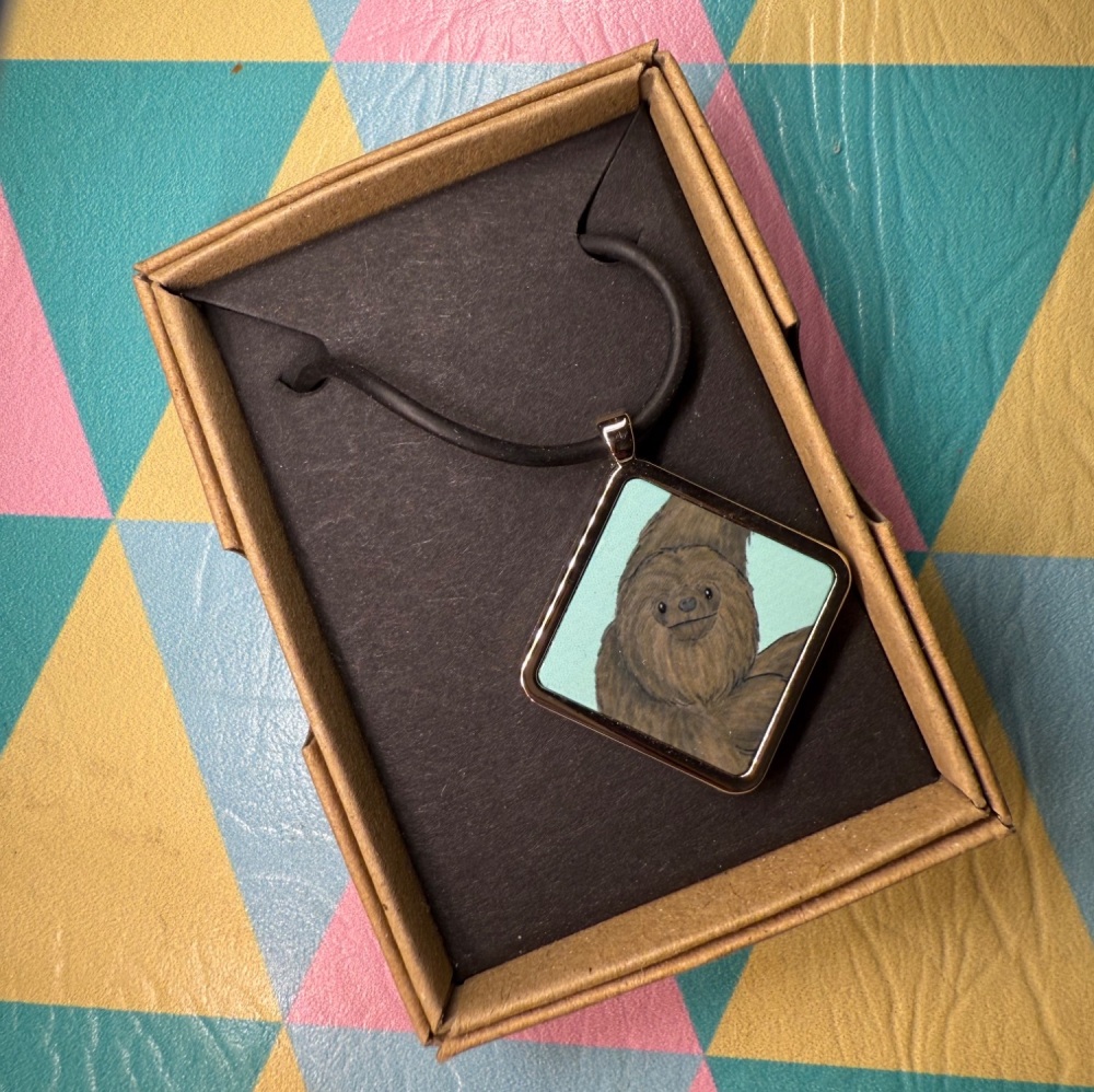 Maned Sloth Necklace - Blue