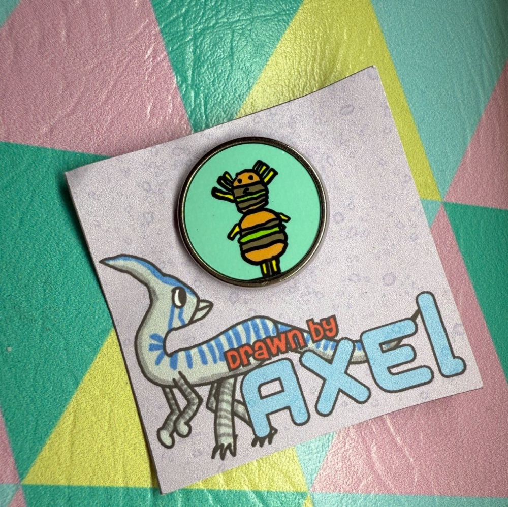 Drawn by Axel - Burger Axolotl Pin Badge