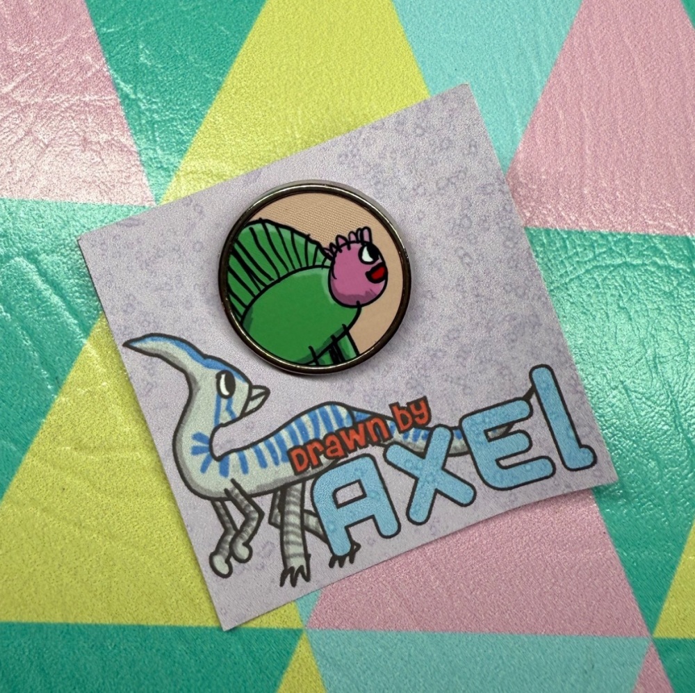 Drawn by Axel - Dimetrodon Axolotl Pin Badge