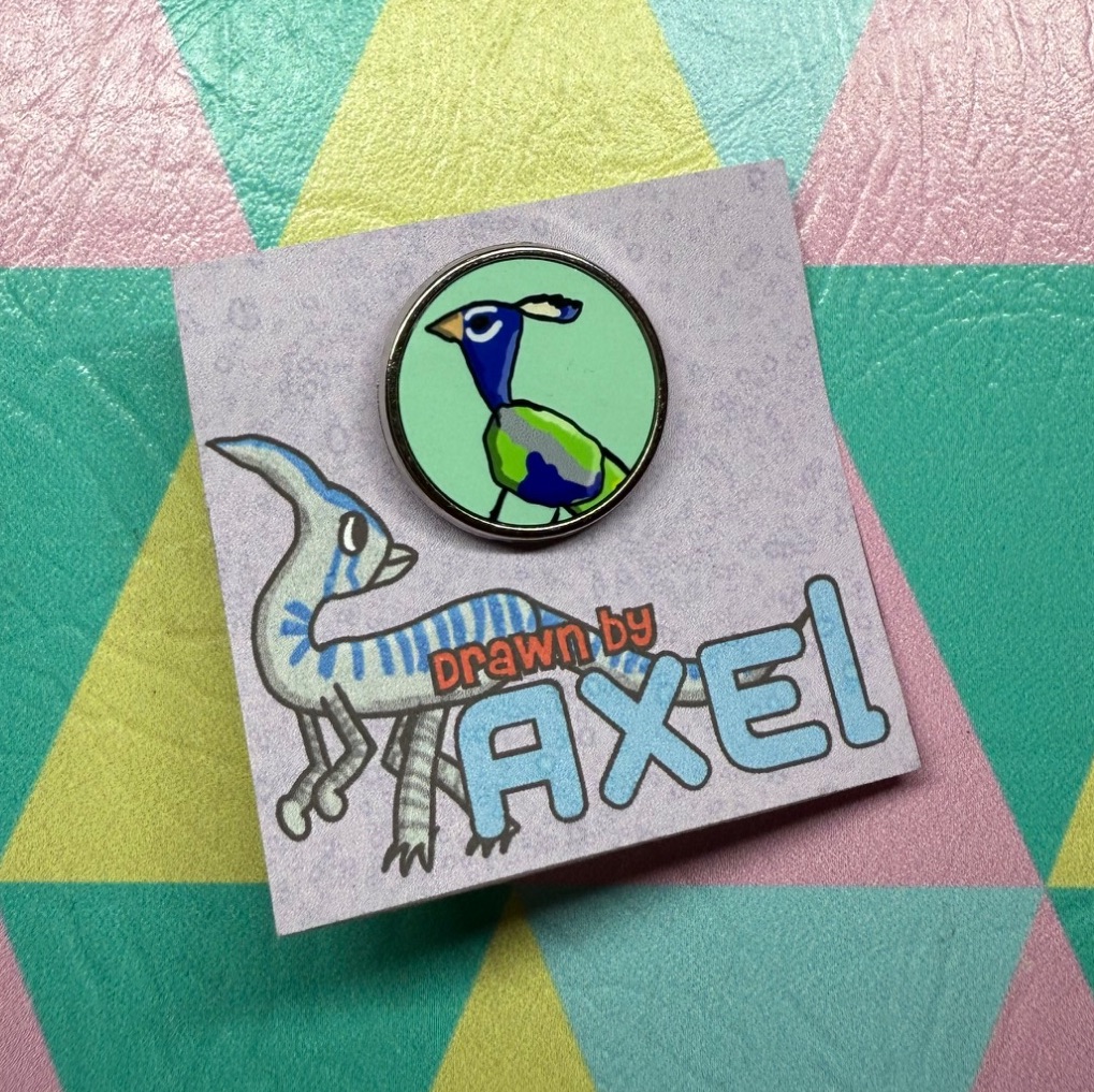 Drawn by Axel - Peacock Pin Badge