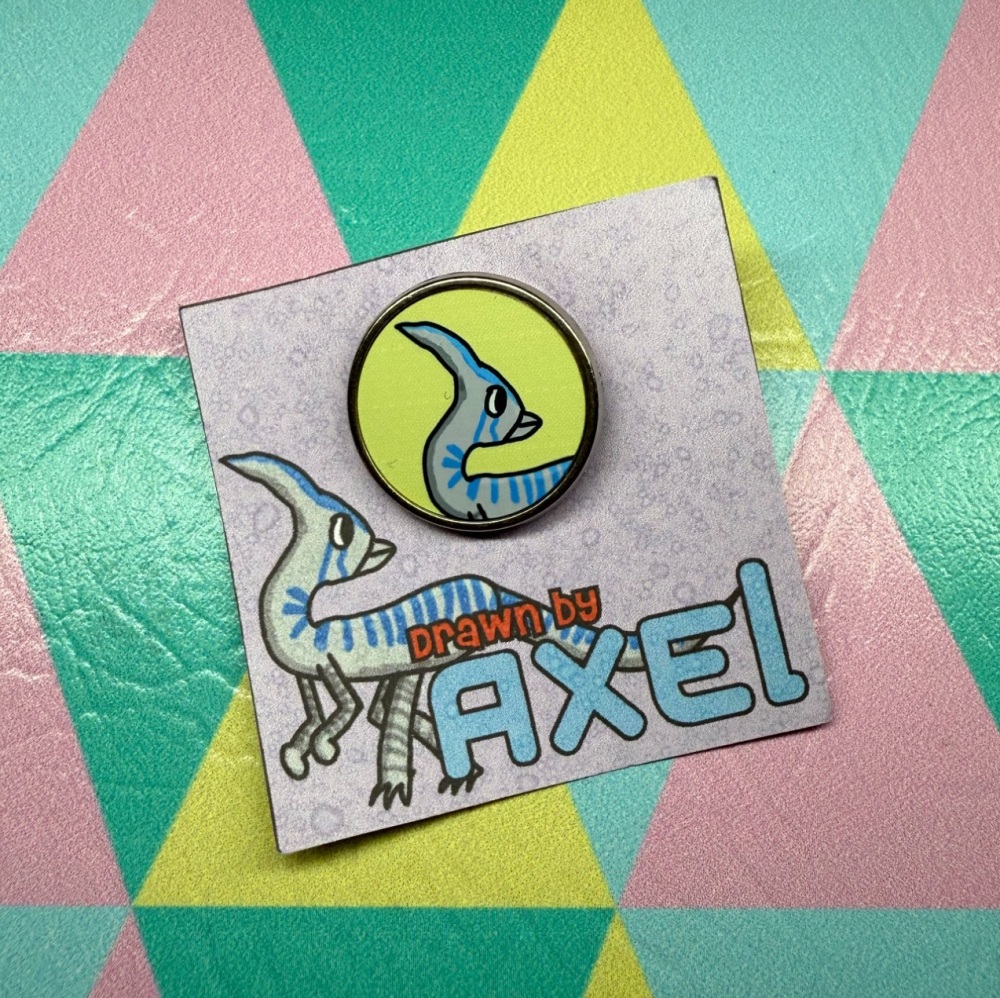 Drawn by Axel - Parasaurolophus Pin Badge
