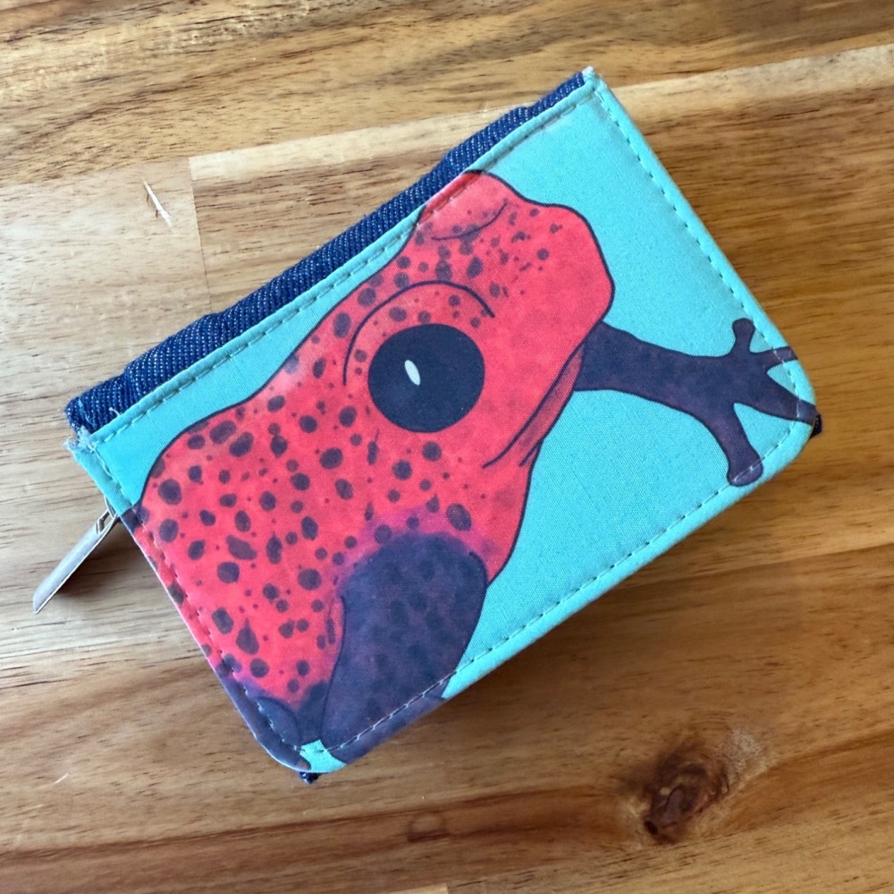 Strawberry Dart Frog Denim Purse