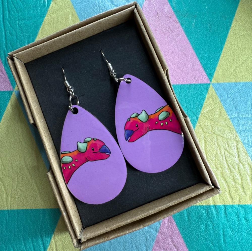 Ankylosaurus Earrings - Purple