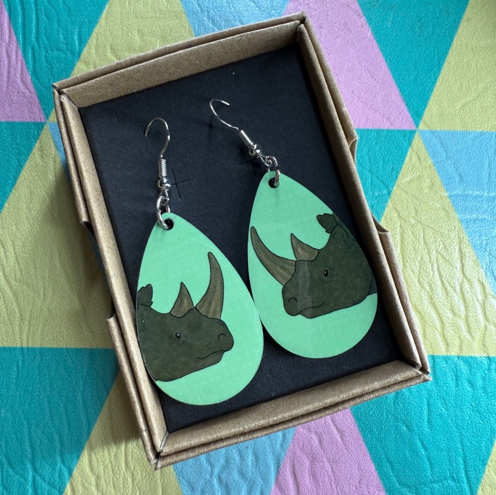 Black Rhino Earrings - Turquoise