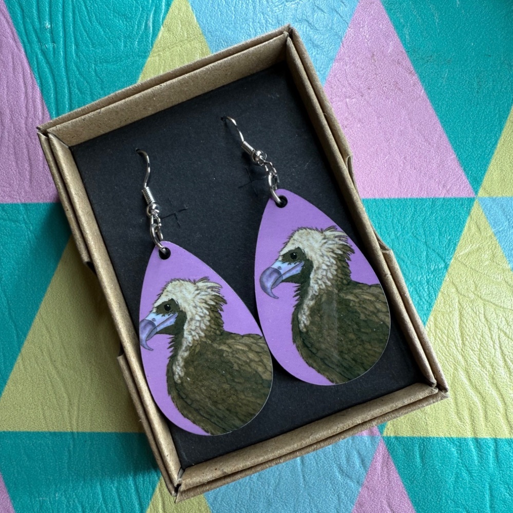 Cinereous Vulture Earrings - Purple