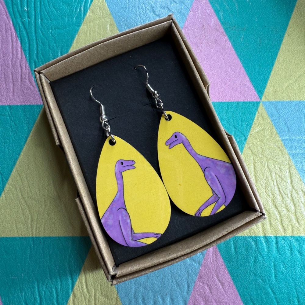 Gallimimus Earrings - Yellow