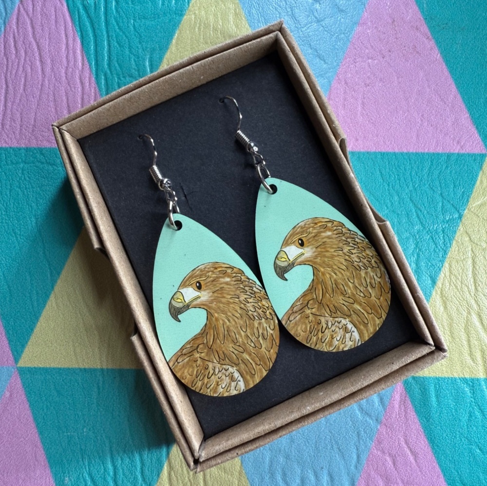 Golden Eagle Earrings - Turquoise