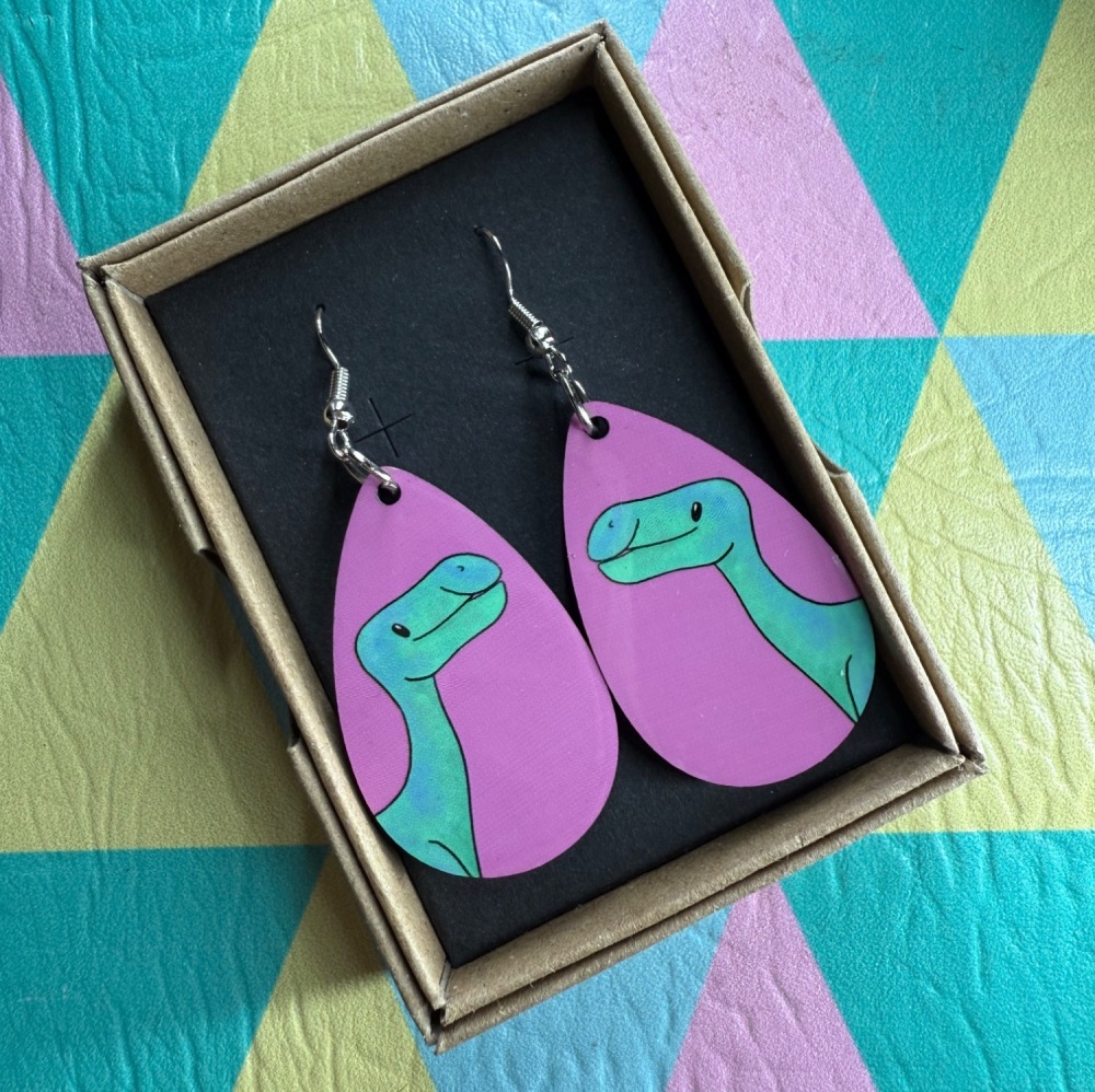Iguanadon Earrings - Purple