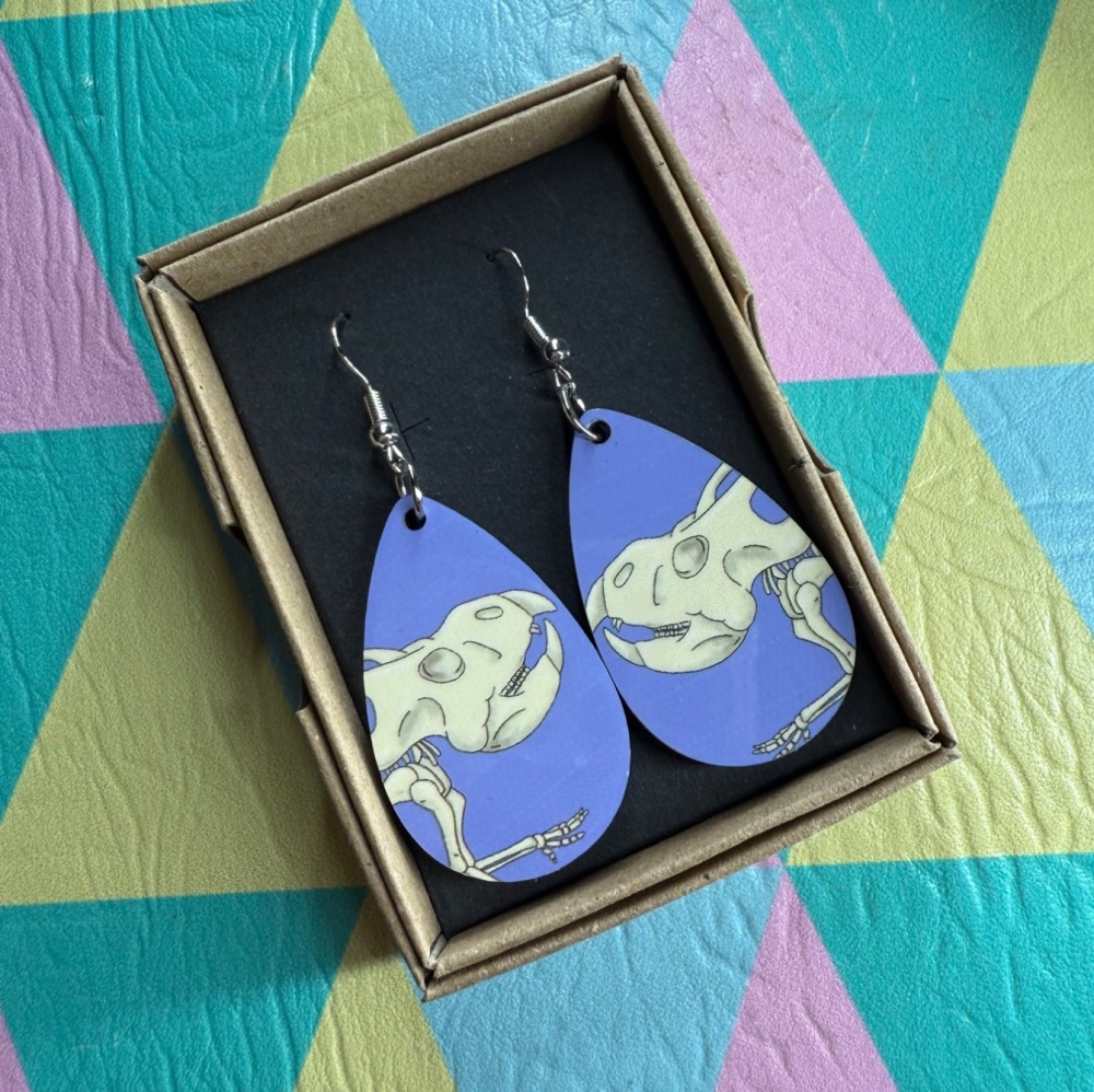 Protoceratops Fossil Earrings - Blue