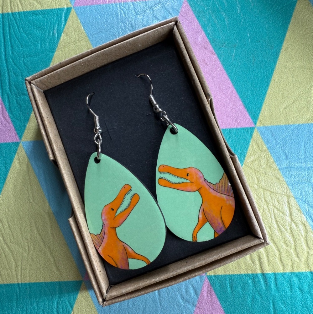 Spinosaurus Earrings - Turquoise