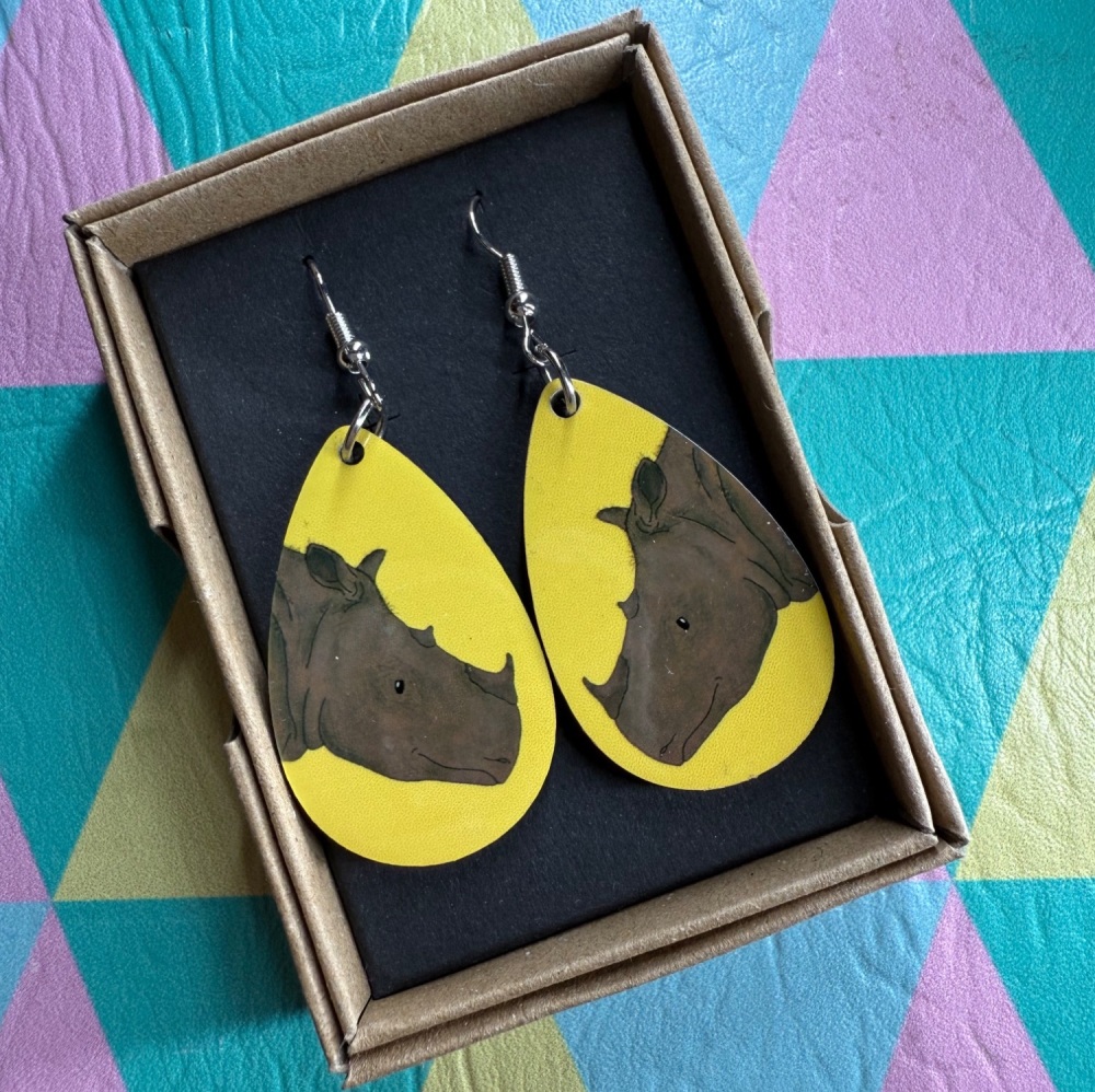 Sumatran Rhino Earrings - Yellow