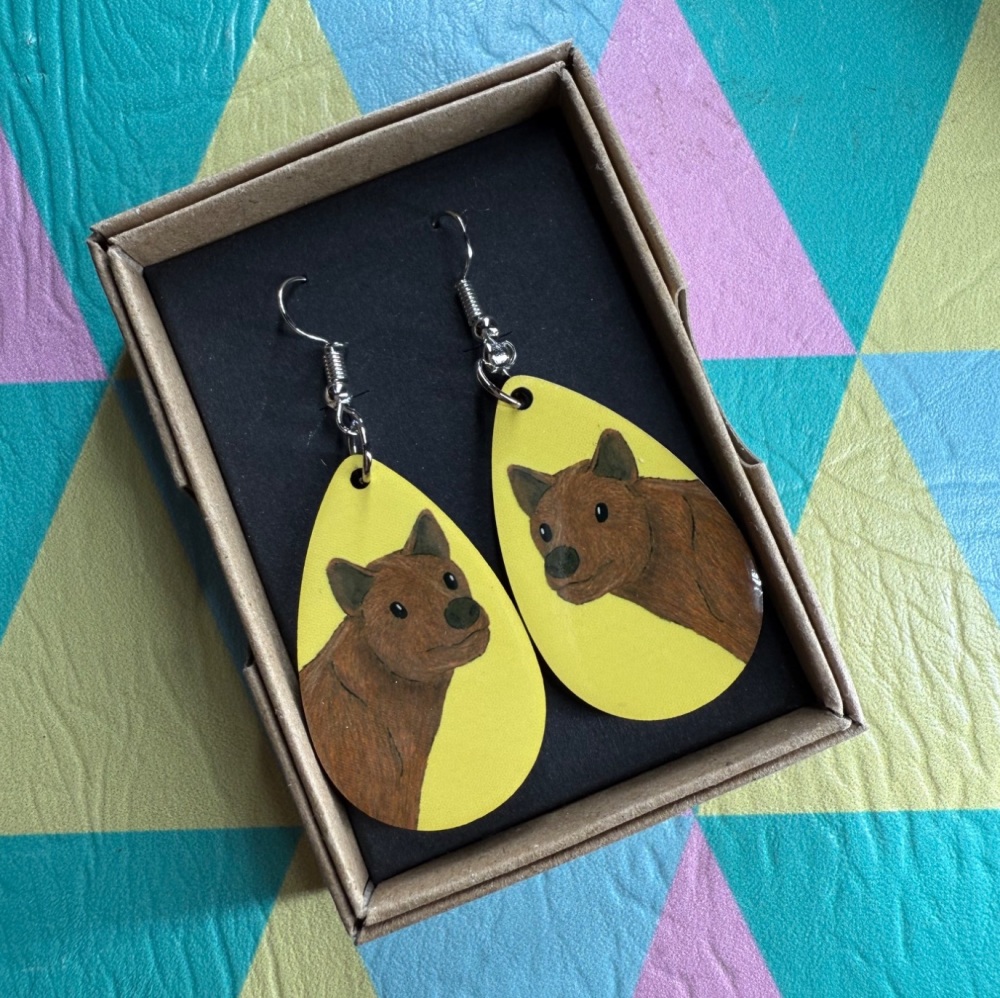 Tasmanian Tiger Earrings - Yellow