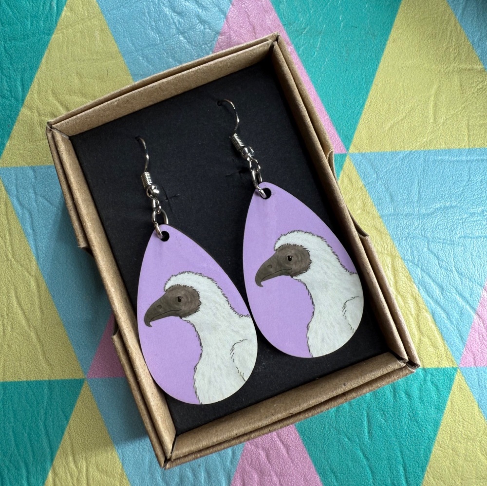 Turkey Vulture Chick Earrings - Purple