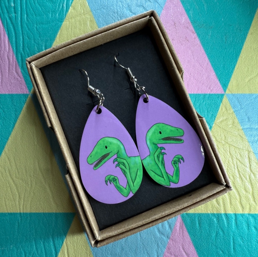 Utahraptor Earrings - Purple