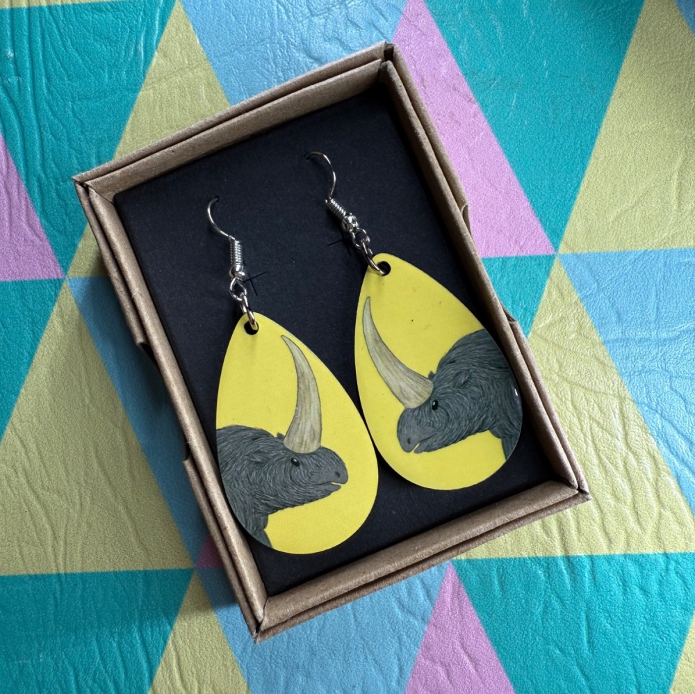 Woolly Rhino Earrings - Yellow