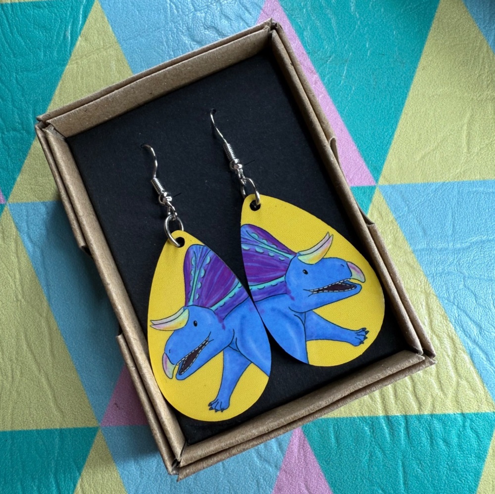 Zuniceratops Earrings - Yellow