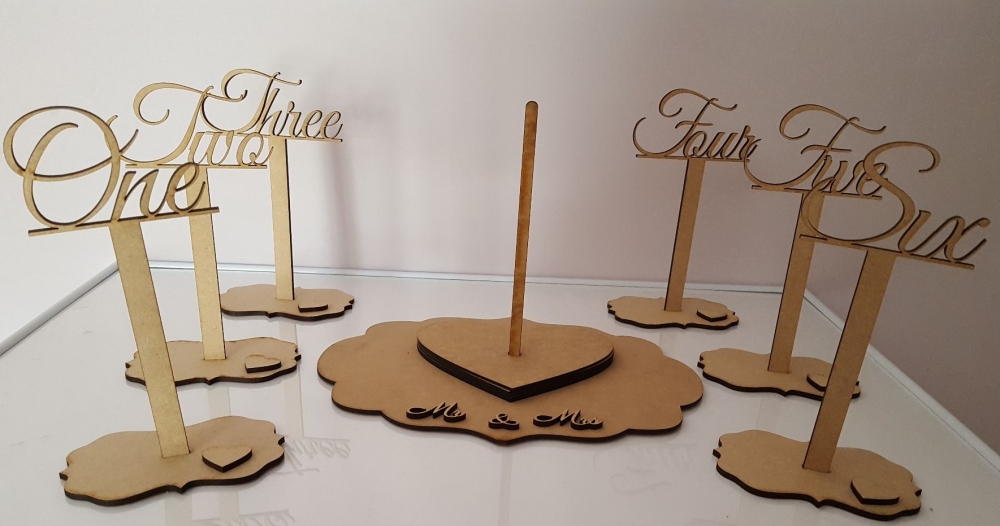 Heart shape alternative guestbook and Table number Set.