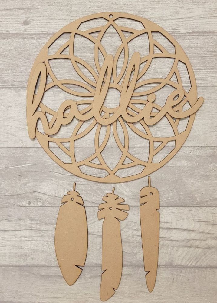 Patterned dream catcher with name