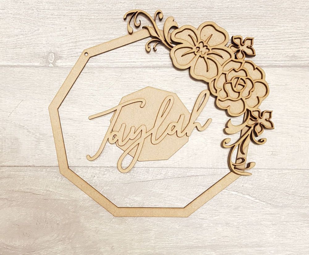 Polygon floral name plaque