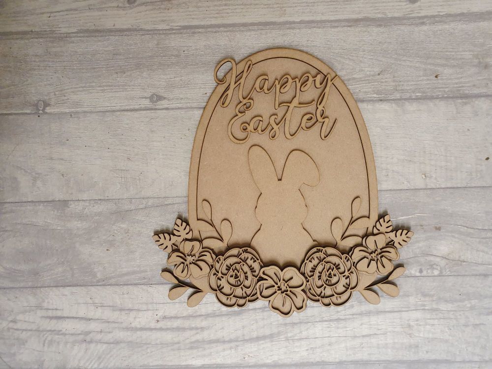 Easter Egg floral bunny plaque