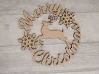 Merry Christmas Reindeer Wreath Plaque