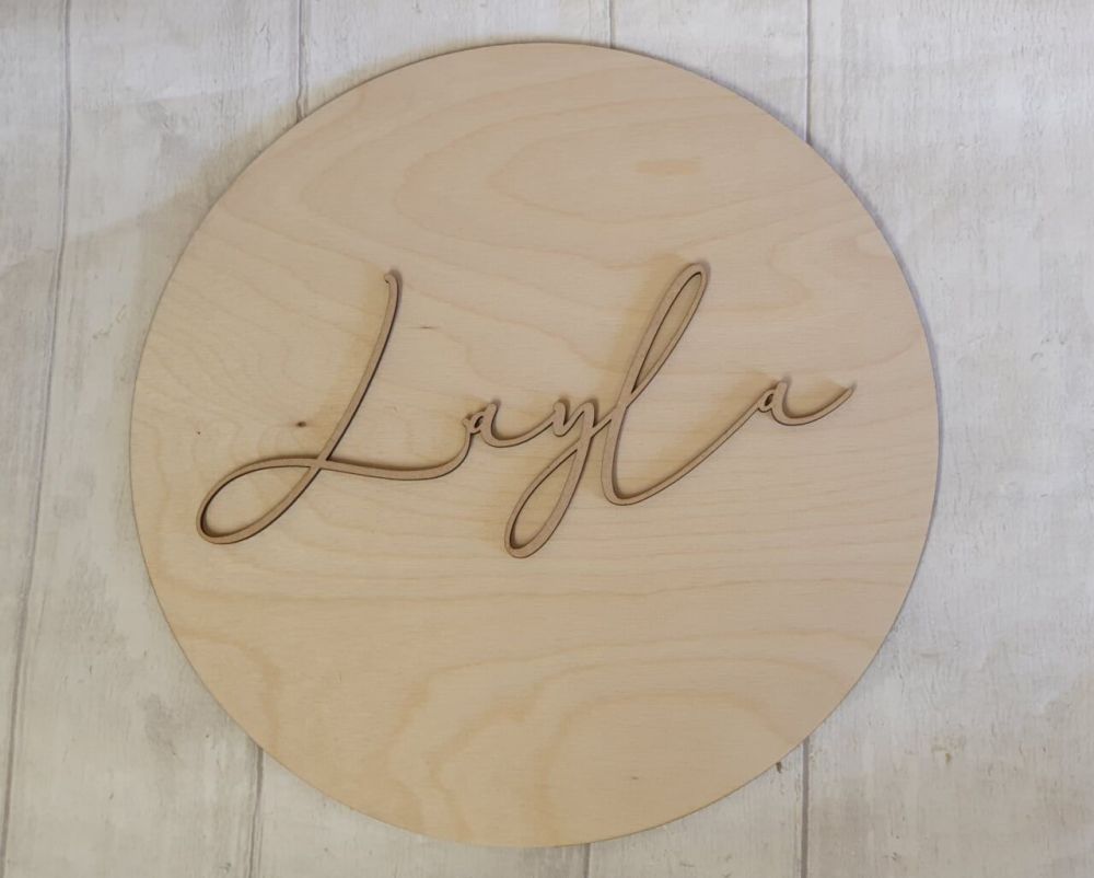MDF Name (made to fit a 30cm circle plaque)