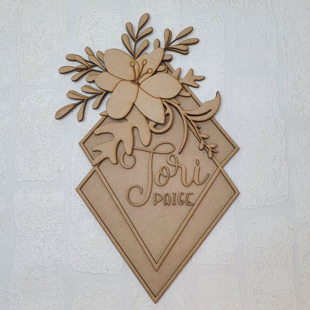 Diamond floral name plaque