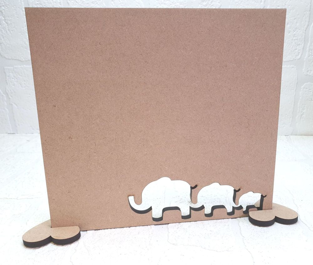 Oak Veneer Elephant Family Plaque