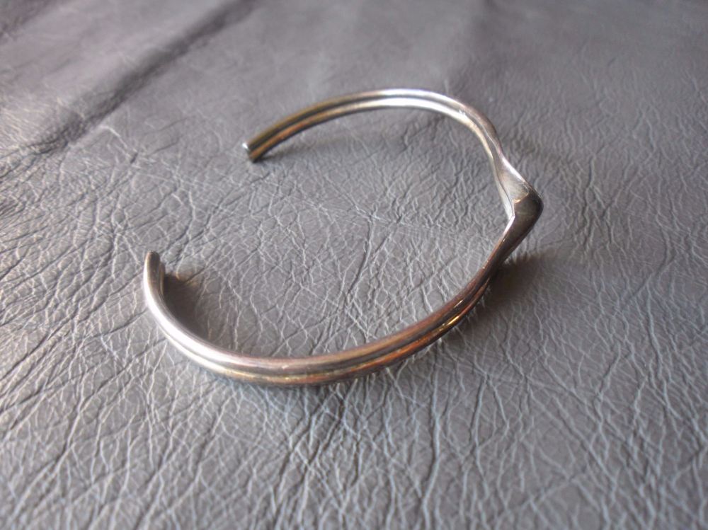 Sterling silver cuff with a double wave design