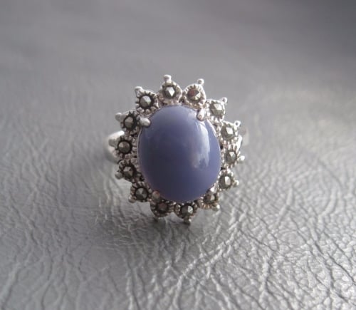 purple? and marcasite cluster ring
