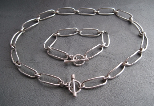Chunky oval necklace and bracelet set