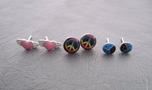 Mixed sterling silver stud earrrings