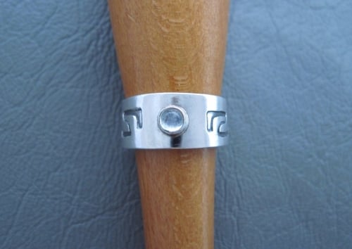 Sterling silver & moonstone ring with a patterned band