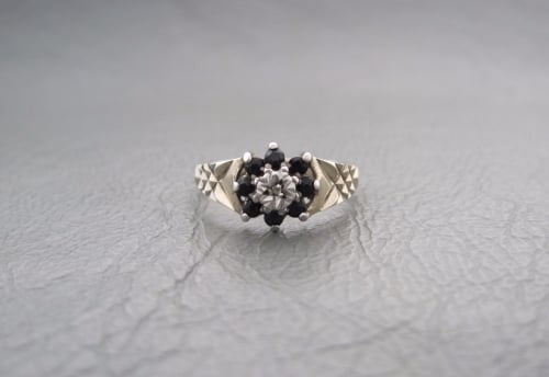 Vintage sterling silver & sapphire cluster ring