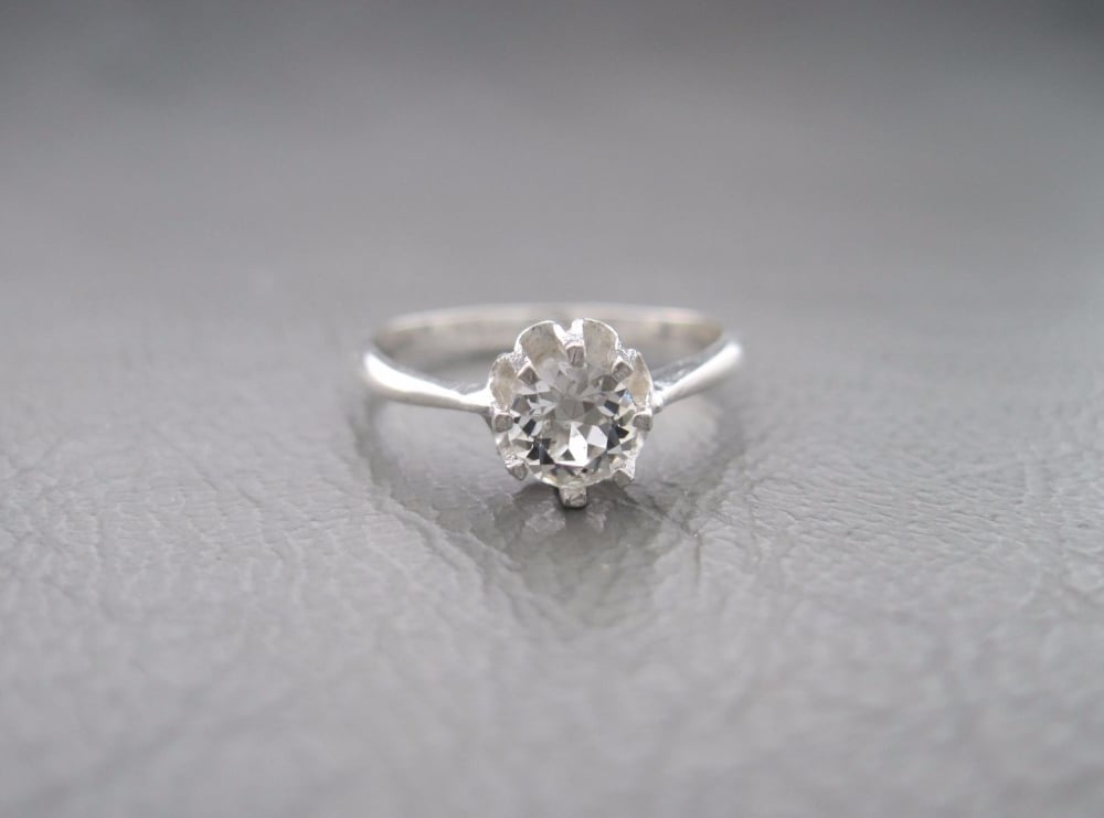 Sterling silver proud prong set solitaire ring