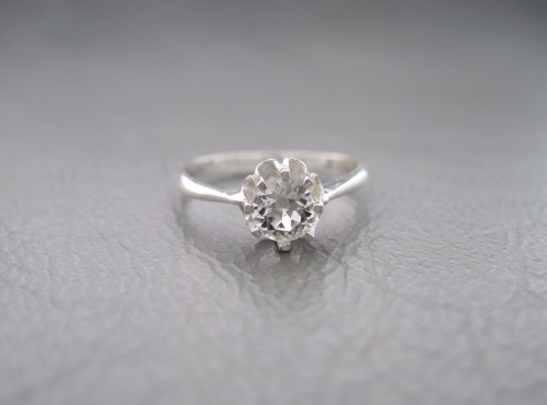 Sterling silver proud prong set solitaire ring