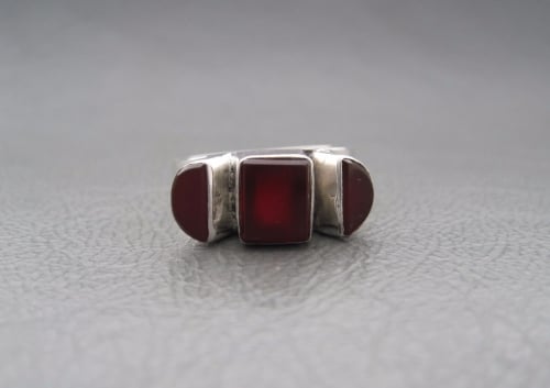 Unusual sterling silver and carnelian ring