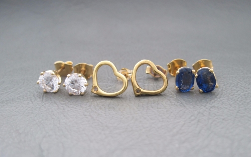 3 x pairs of gilt sterling silver stud earrings