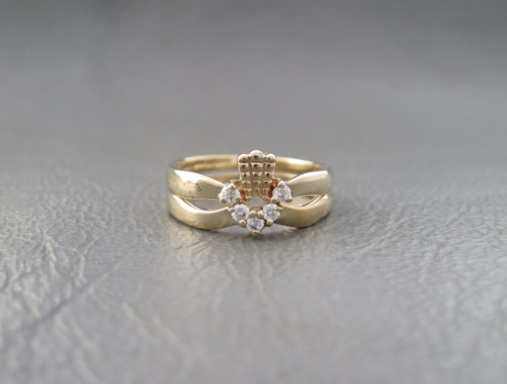 Vintage gilt sterling silver pair of rings