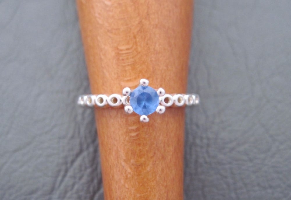 Sterling silver blue solitaire ring