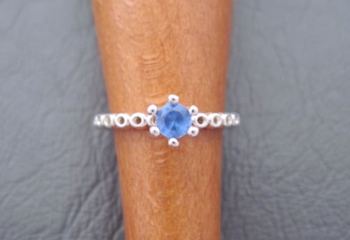 Sterling silver blue solitaire ring
