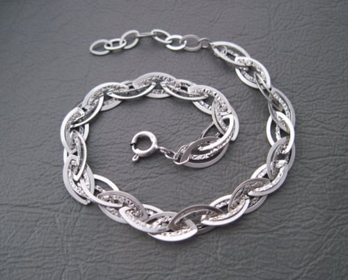 Sterling silver bracelet with textured links