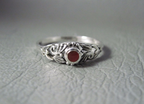 Fancy sterling silver & carnelian ring