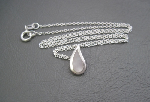 Small sterling silver & Mother of Pearl teardrop necklace
