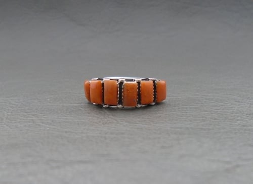Southwestern style sterling silver & orange agate ring